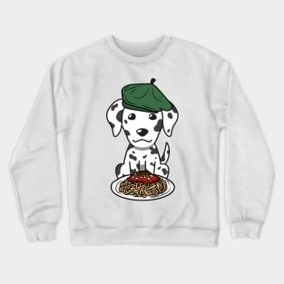 Dog eating Spaghetti - dalmatian Crewneck Sweatshirt